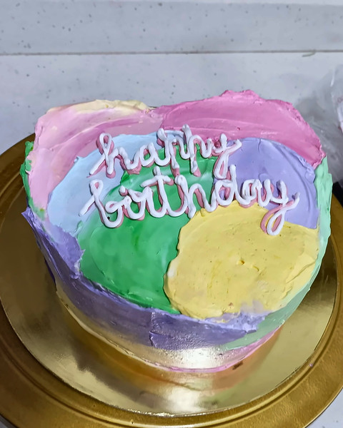 Pastel watercolour Happy Birthday cake